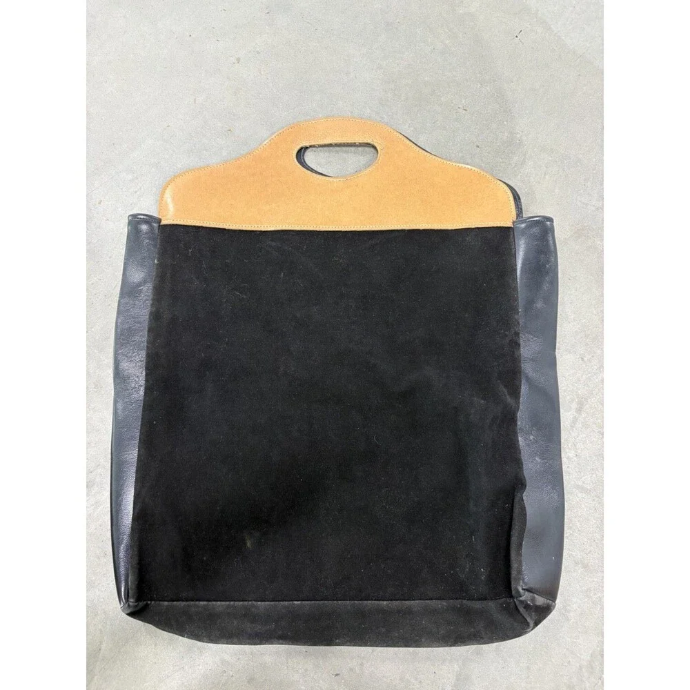 Vintage Nina Ricci Promotional Faux Suede Tote Cosmetic Gift Bag Black Tan
